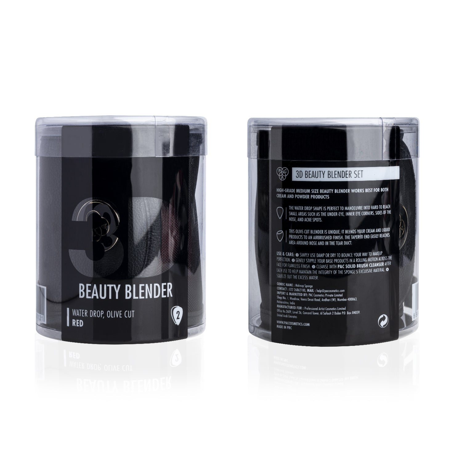 PAC Cosmetics 3D Sponge Set ( Water drop, olive cut ) (2 Pcs) #Color_Red