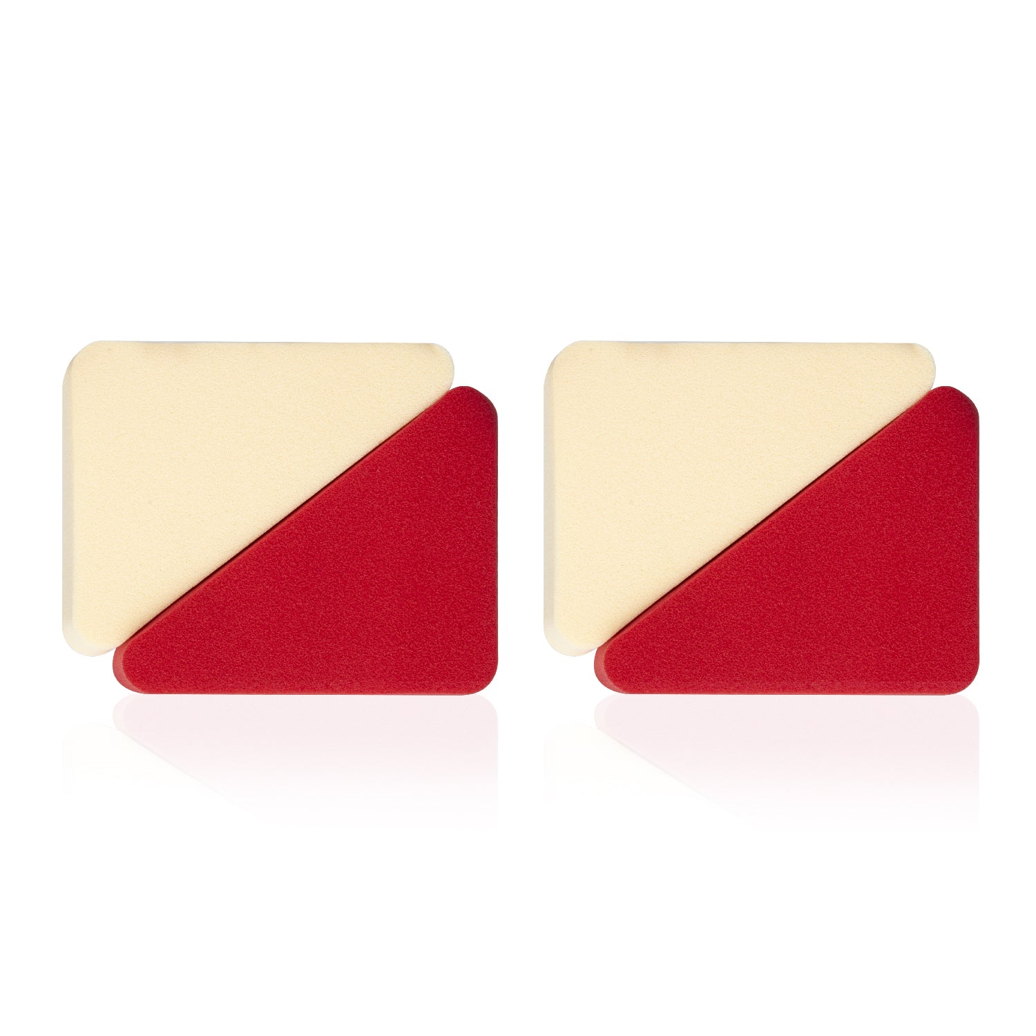 PAC Cosmetics Pressed Sponge (Triangle) (Red, Cream) (4 Pcs)