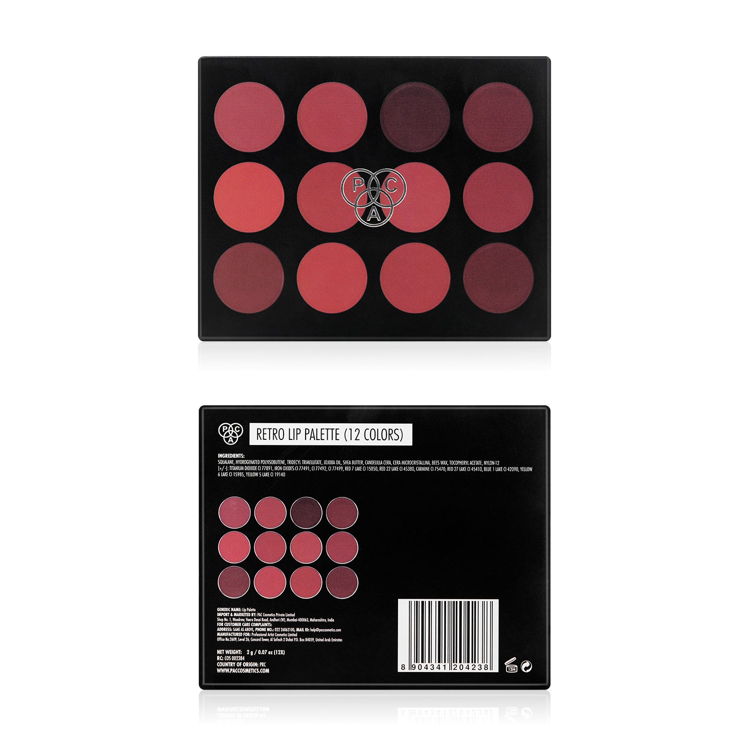 PAC Cosmetics Retro Lip Palette X12 (2 gm)