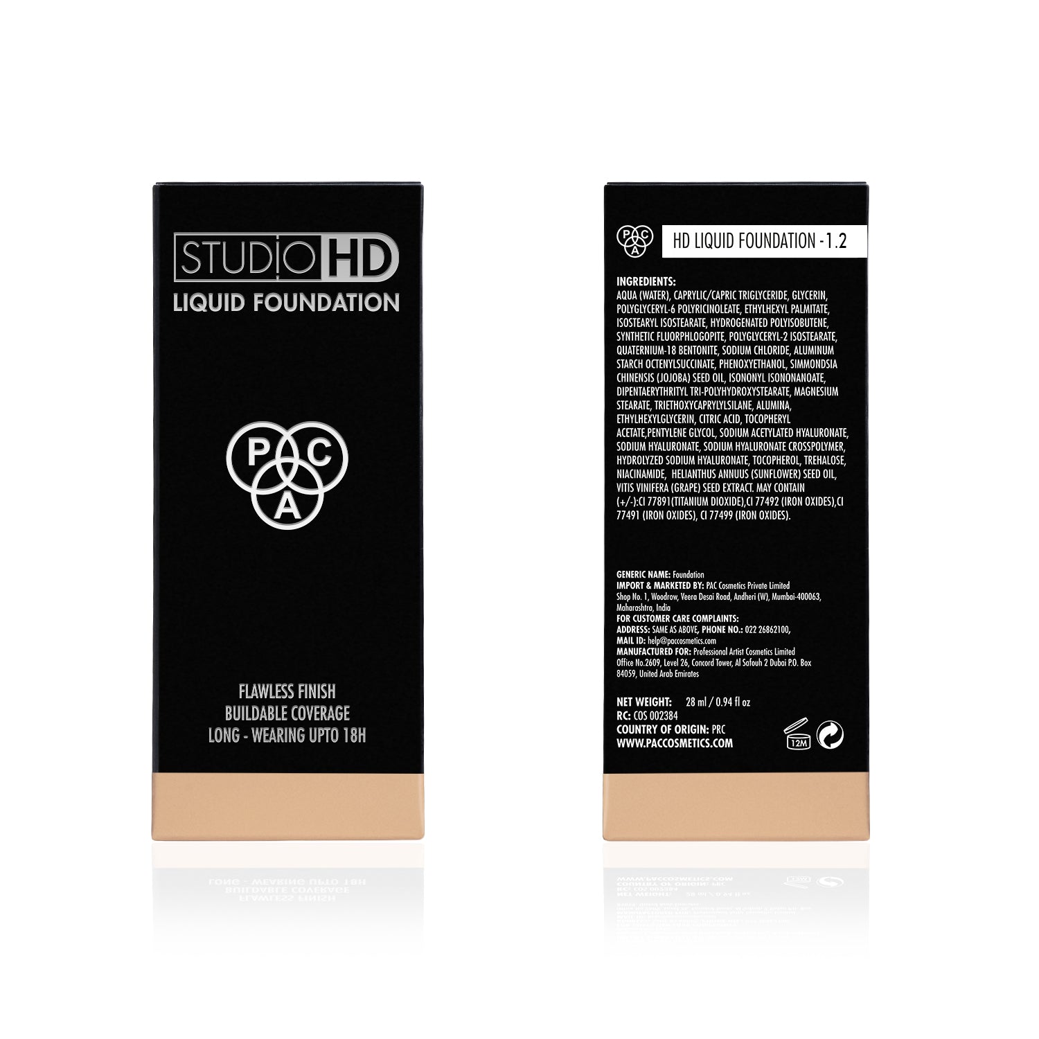 PAC Cosmetics Studio HD Liquid Foundation (28 ml) #Color_1.2
