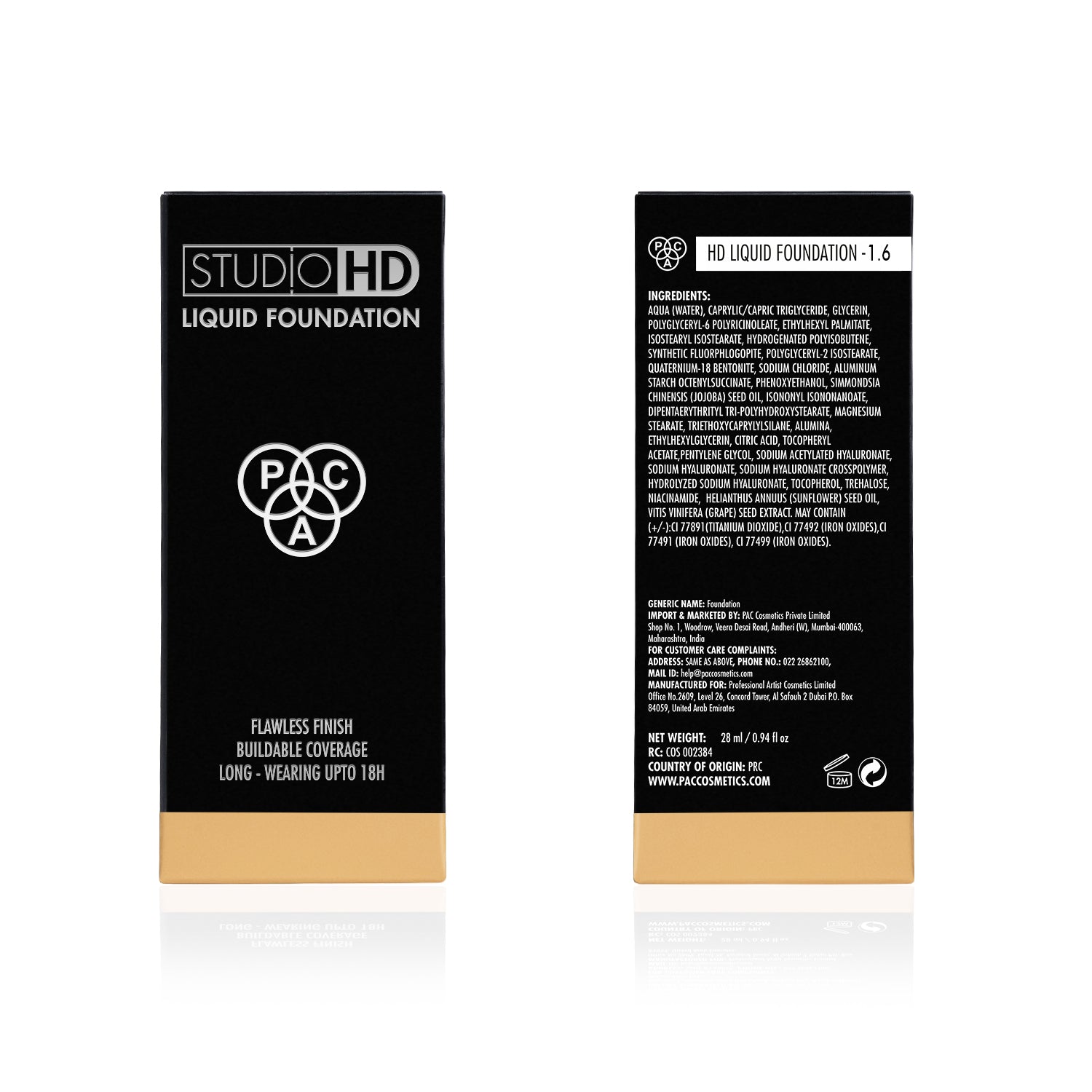 PAC Cosmetics Studio HD Liquid Foundation (28 ml) #Color_1.6