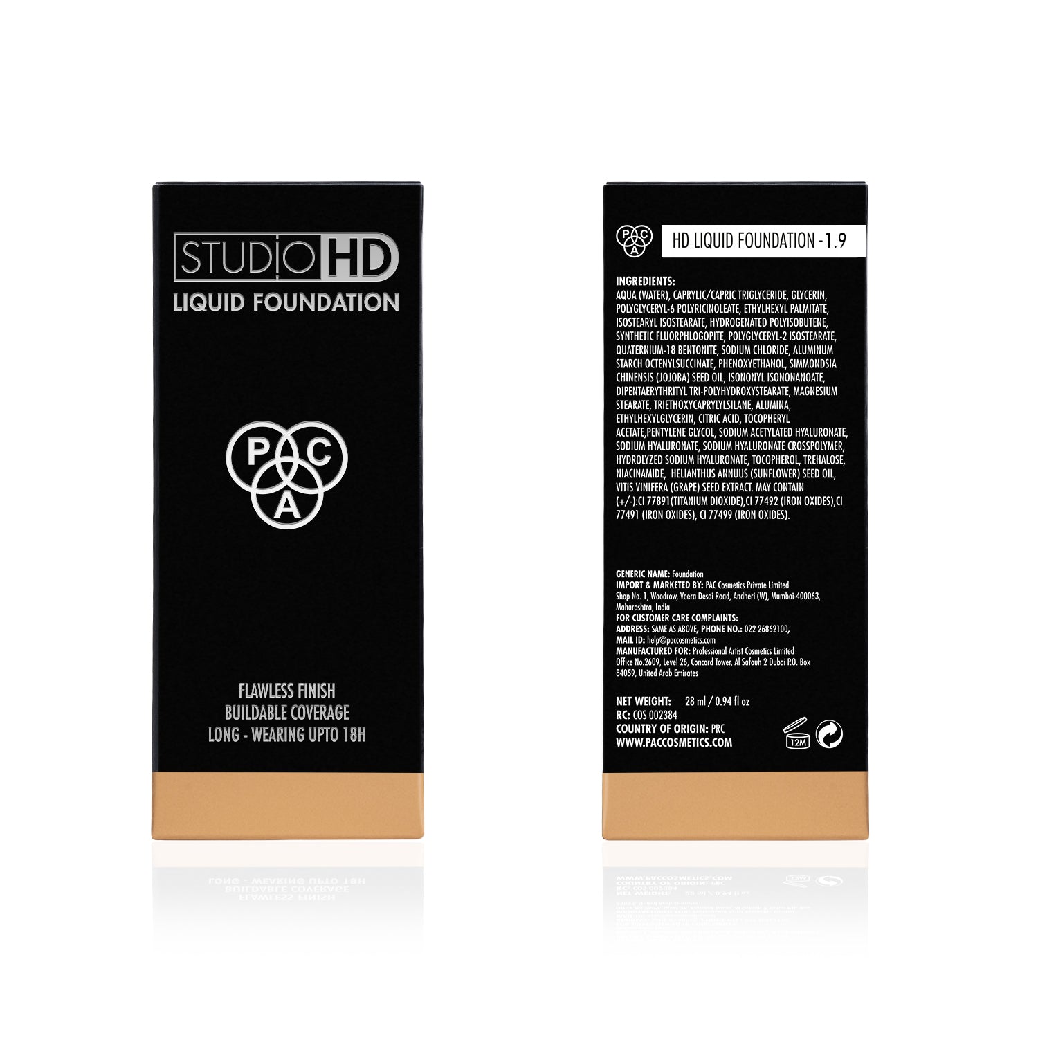 PAC Cosmetics Studio HD Liquid Foundation (28 ml) #Color_1.9