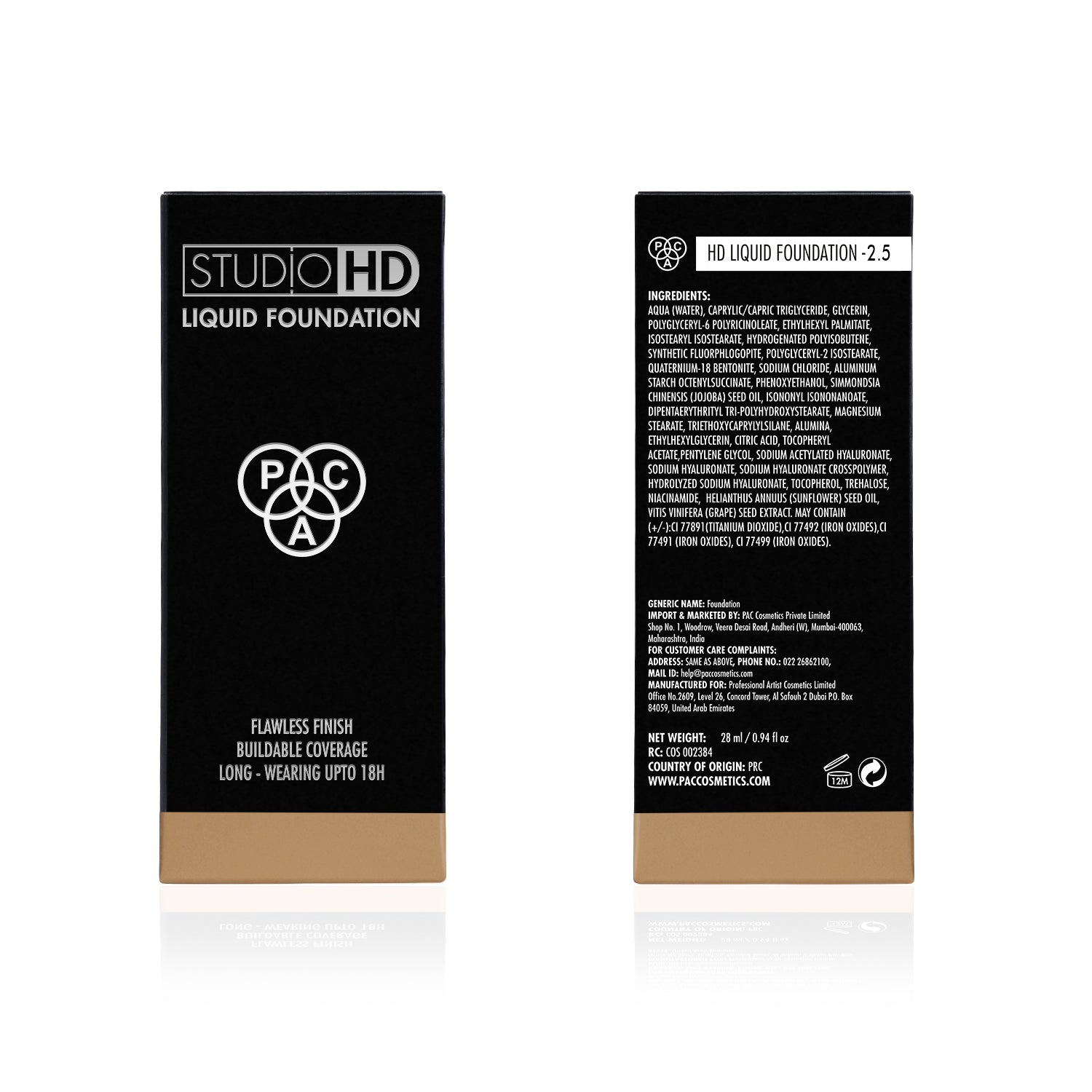 PAC Cosmetics Studio HD Liquid Foundation (28 ml) #Color_2.5