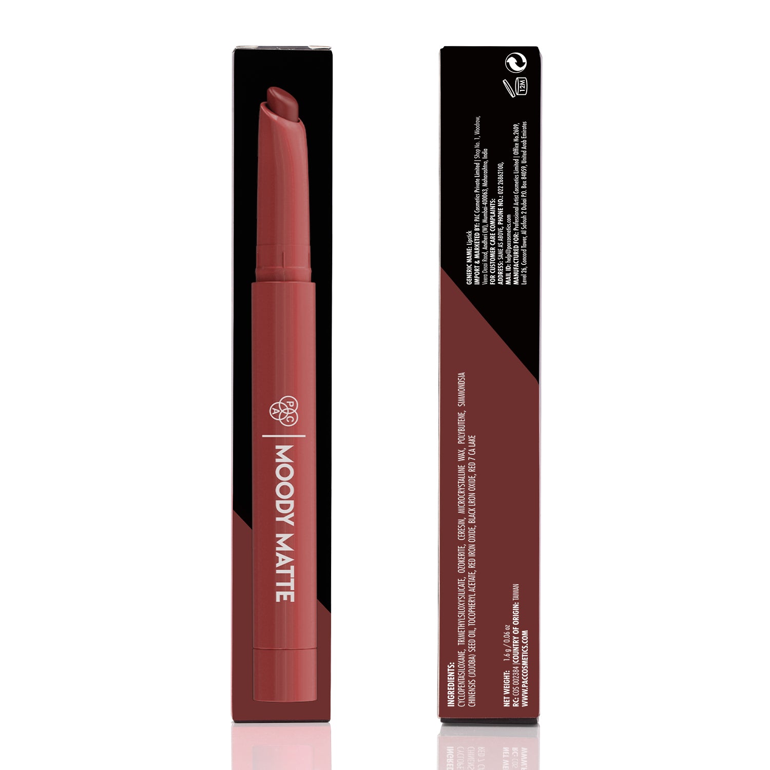 PAC Cosmetics Moody Matte Lipstick (1.6 gm) #Color_Troublemaker