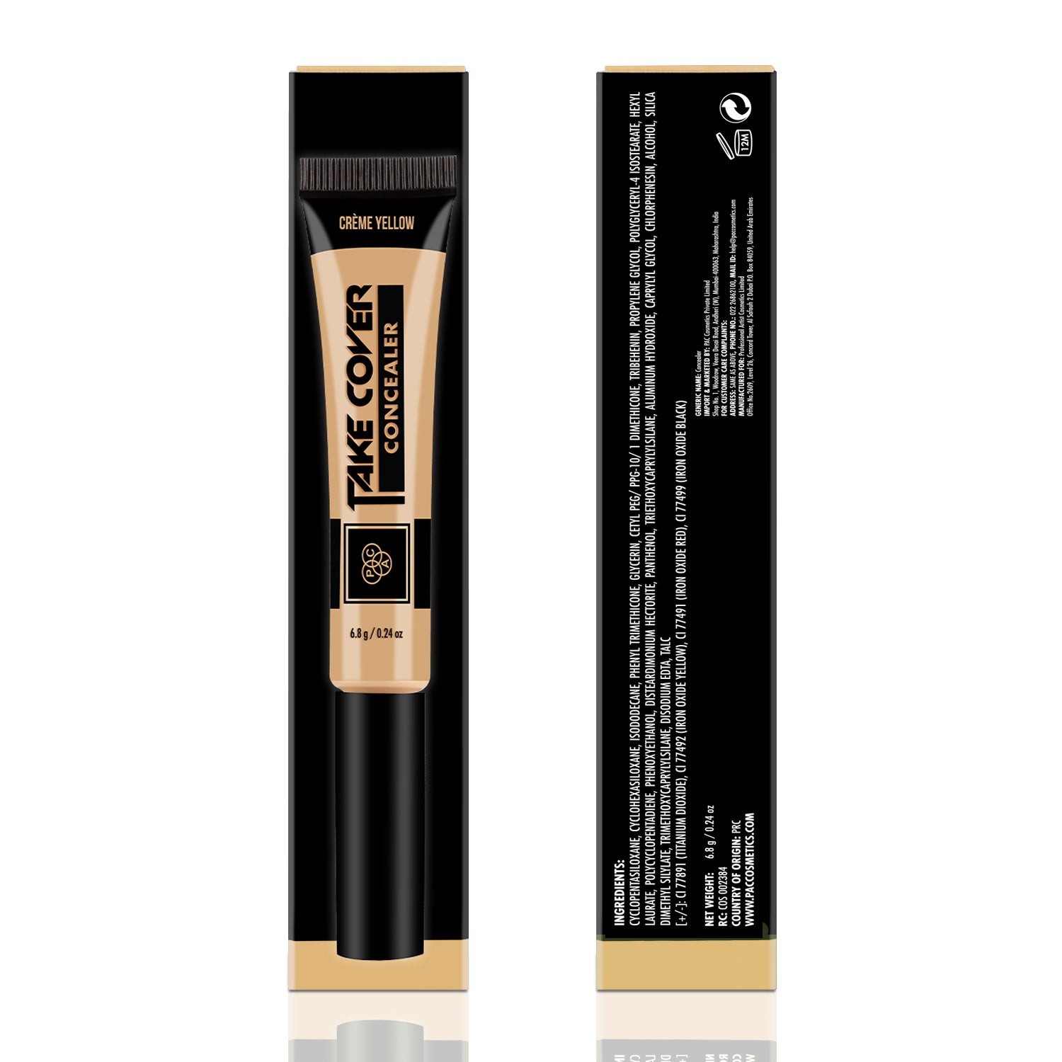 PAC Cosmetics Take Cover Concealer (6.8 gm) #Color_Creme Yellow