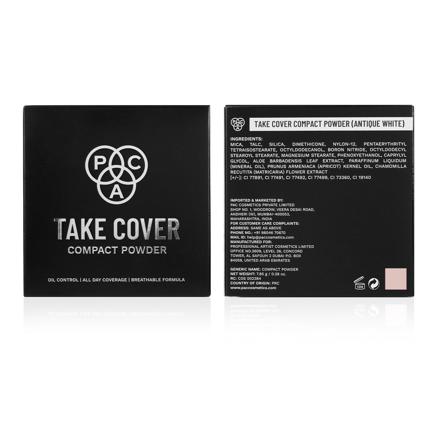 PAC Cosmetics Take Cover Compact Powder (7.85 gm) #Color_Antique White