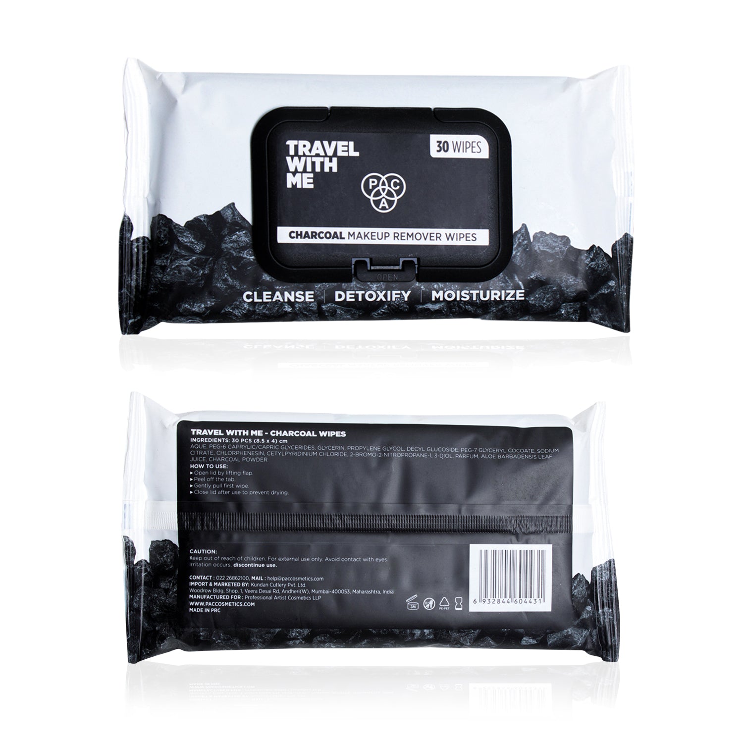 PAC Cosmetics Travel With Me Charcoal Wipes (30 N)