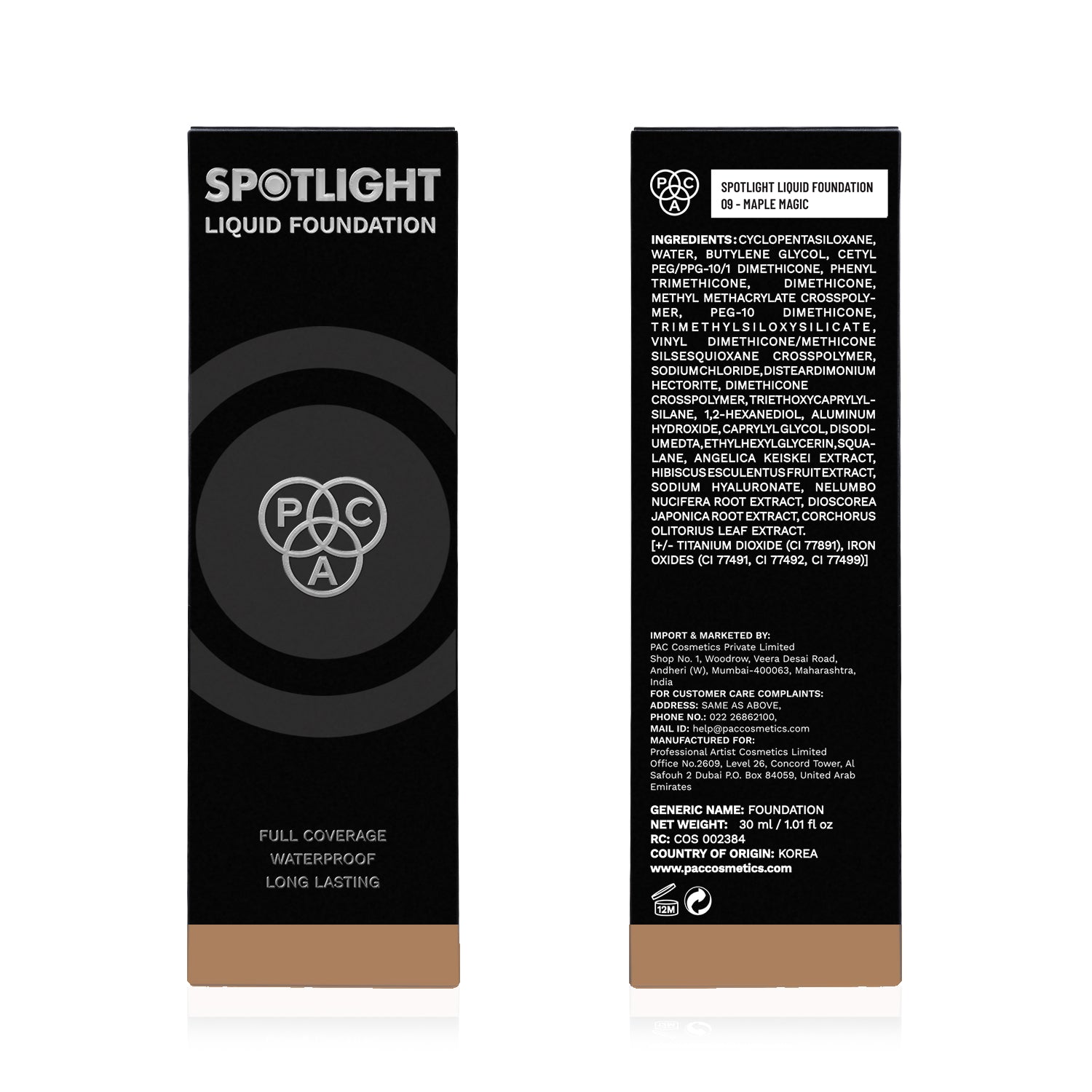 PAC Cosmetics Spotlight Liquid Foundation (30 ml) #Color_09 Maple Magic
