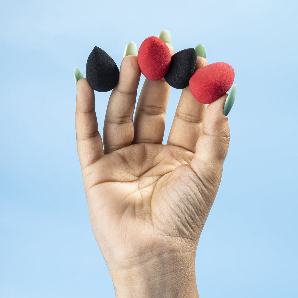 Pac Cosmetics Mini Sponge Set (Water Drop, Egg, Olive Cut) (Red, Black ...
