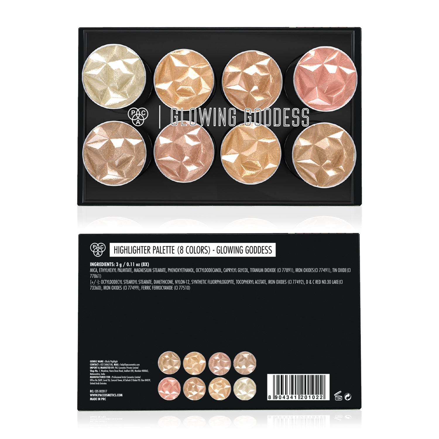 PAC Cosmetics Glowing Goddess Highlighter X8 (2.4 gm)