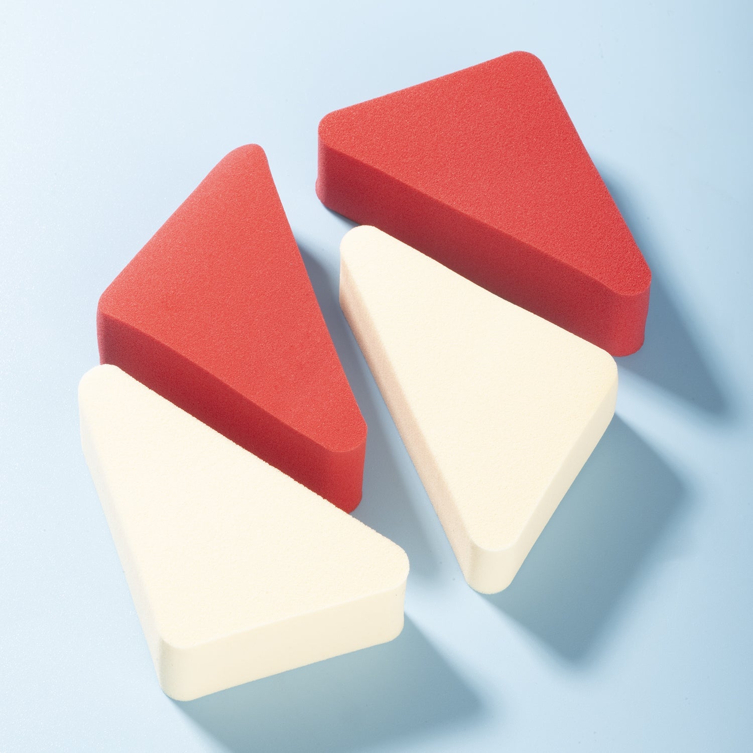 PAC Cosmetics Pressed Sponge (Triangle) (Red, Cream) (4 Pcs)