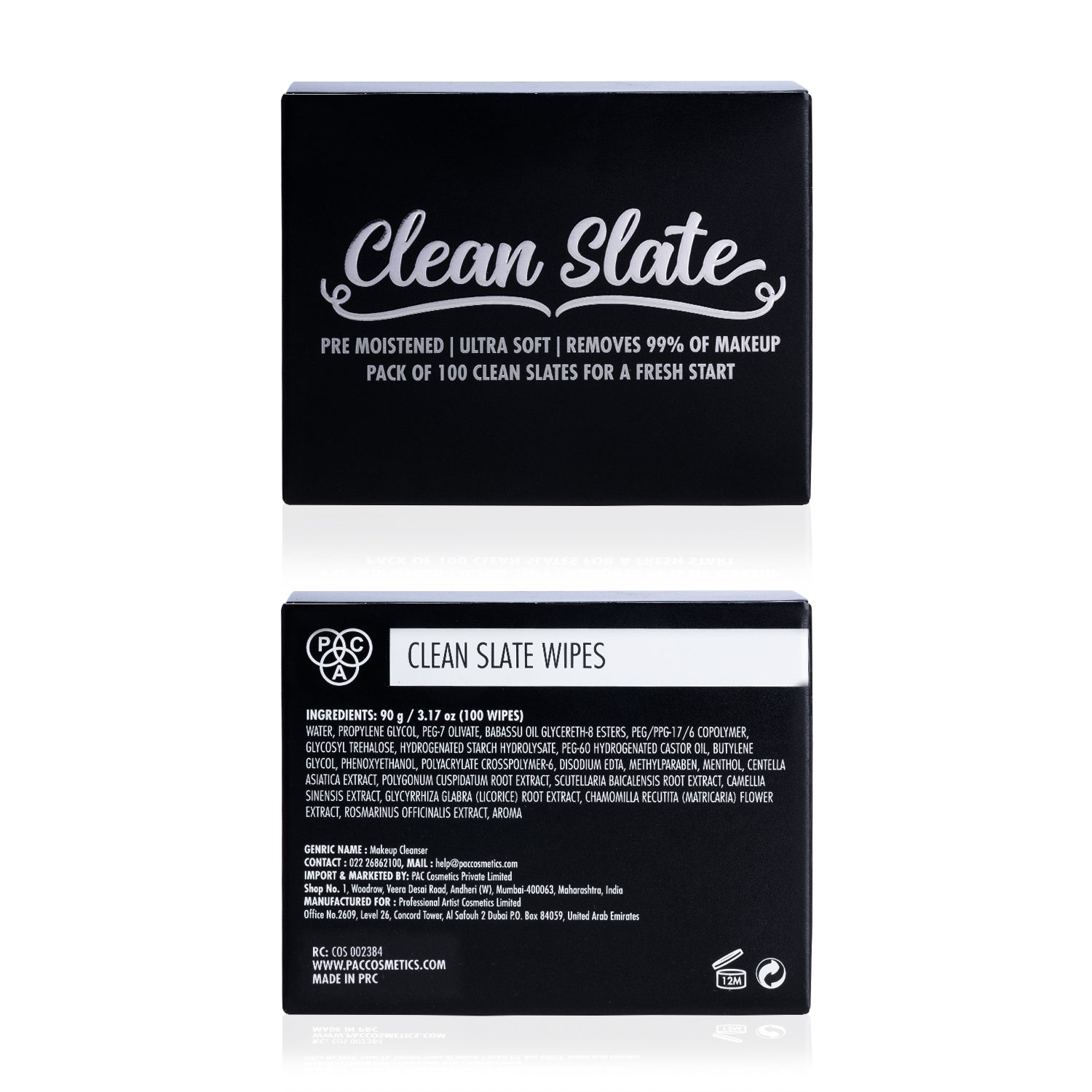 PAC Cosmetics Clean Slate Wipes (90 gm)