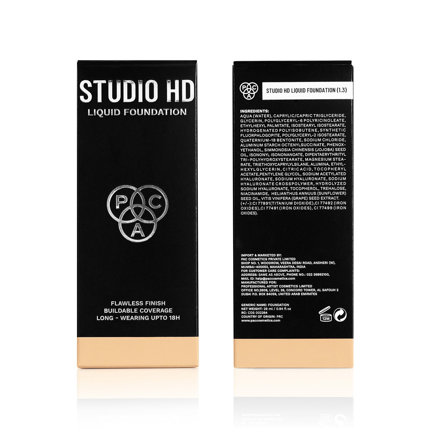 PAC Cosmetics Studio HD Liquid Foundation (28 ml) #Color_1.3