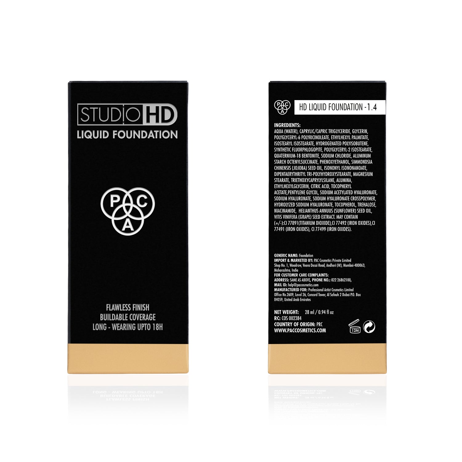 PAC Cosmetics Studio HD Liquid Foundation (28 ml) #Color_1.4