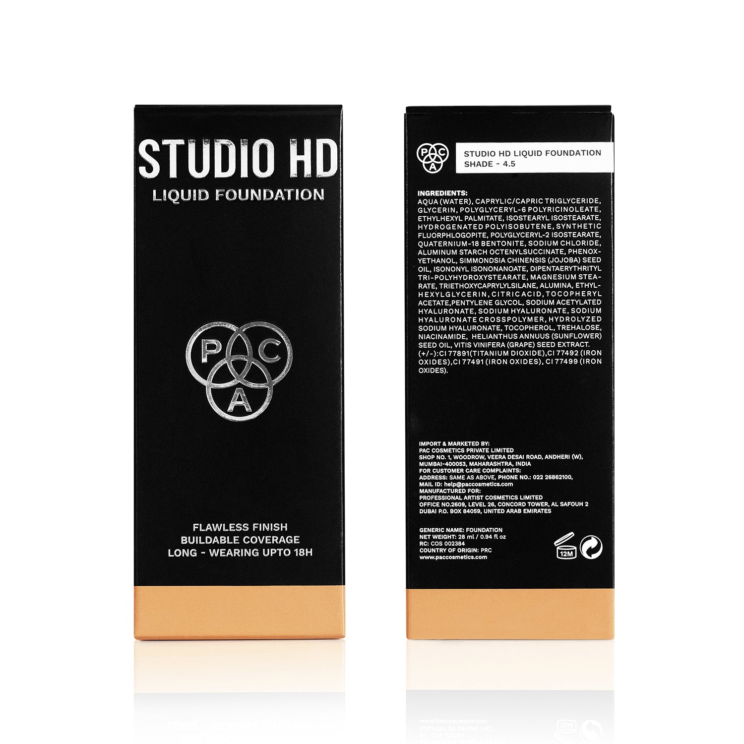PAC Cosmetics Studio HD Liquid Foundation (28 ml) #Color_4.5