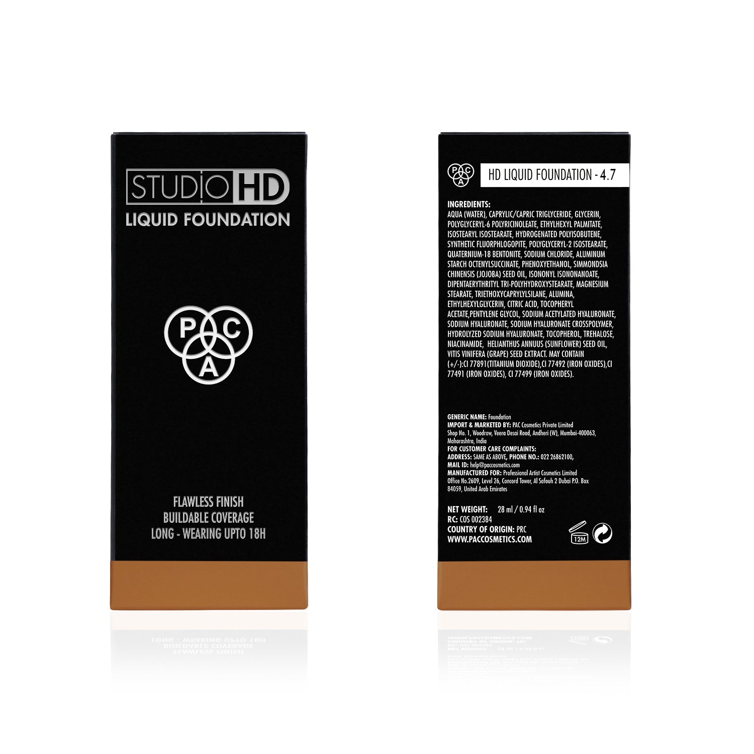 PAC Cosmetics Studio HD Liquid Foundation (28 ml) #Color_4.7