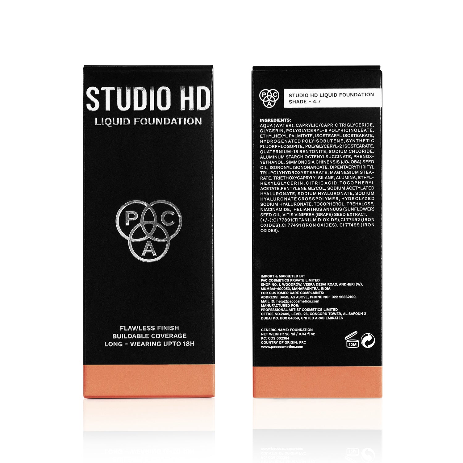 PAC Cosmetics Studio HD Liquid Foundation (28 ml) #Color_4.7