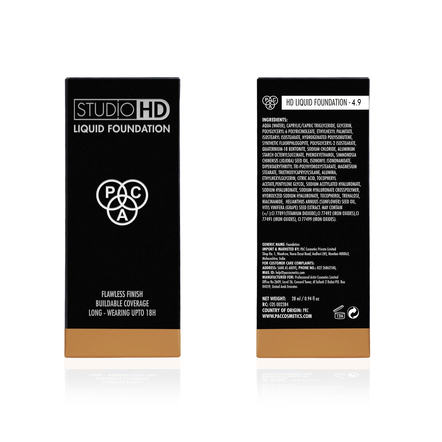 PAC Cosmetics Studio HD Liquid Foundation (28 ml) #Color_4.9