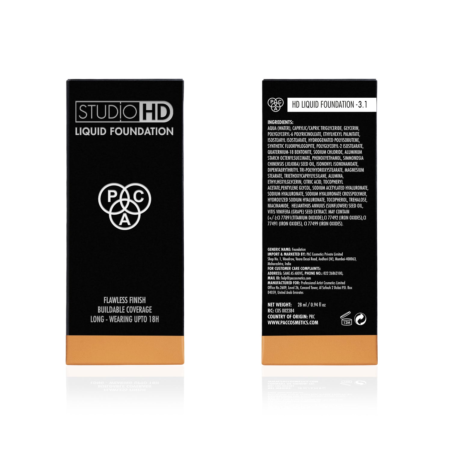 PAC Cosmetics Studio HD Liquid Foundation (28 ml) #Color_3.1