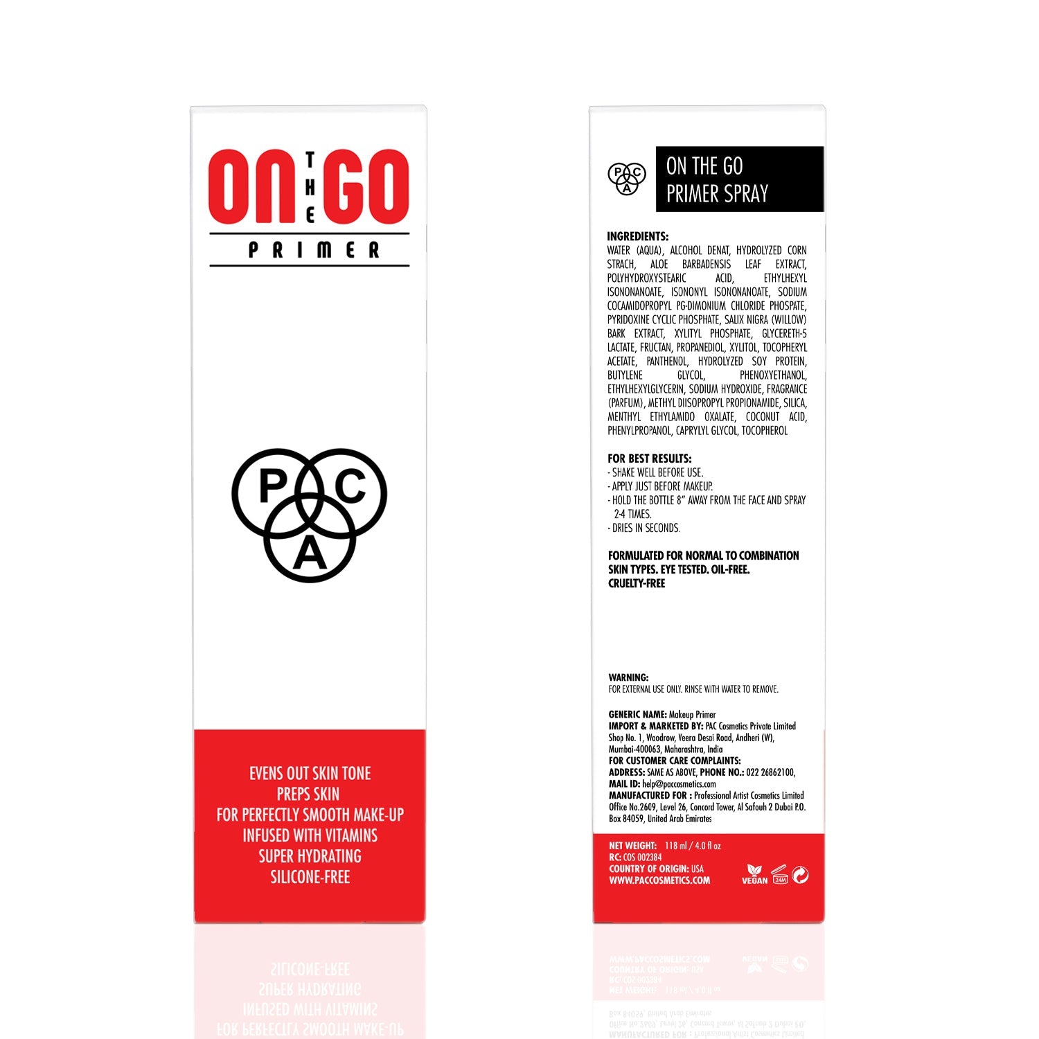 PAC Cosmetics On The Go Primer (Spray) (118 ml)