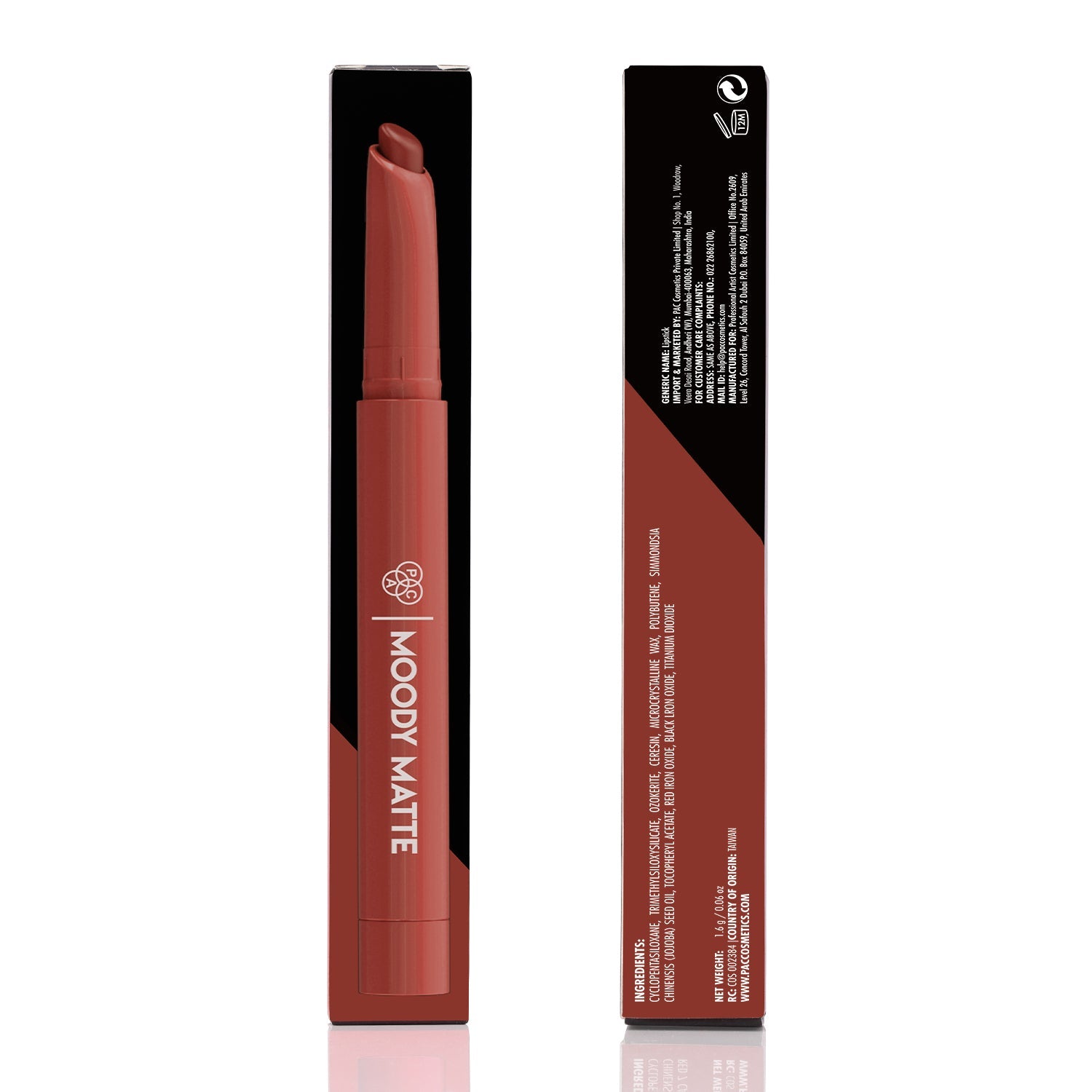 PAC Cosmetics Moody Matte Lipstick (1.6 gm) #Color_Brunch Munch