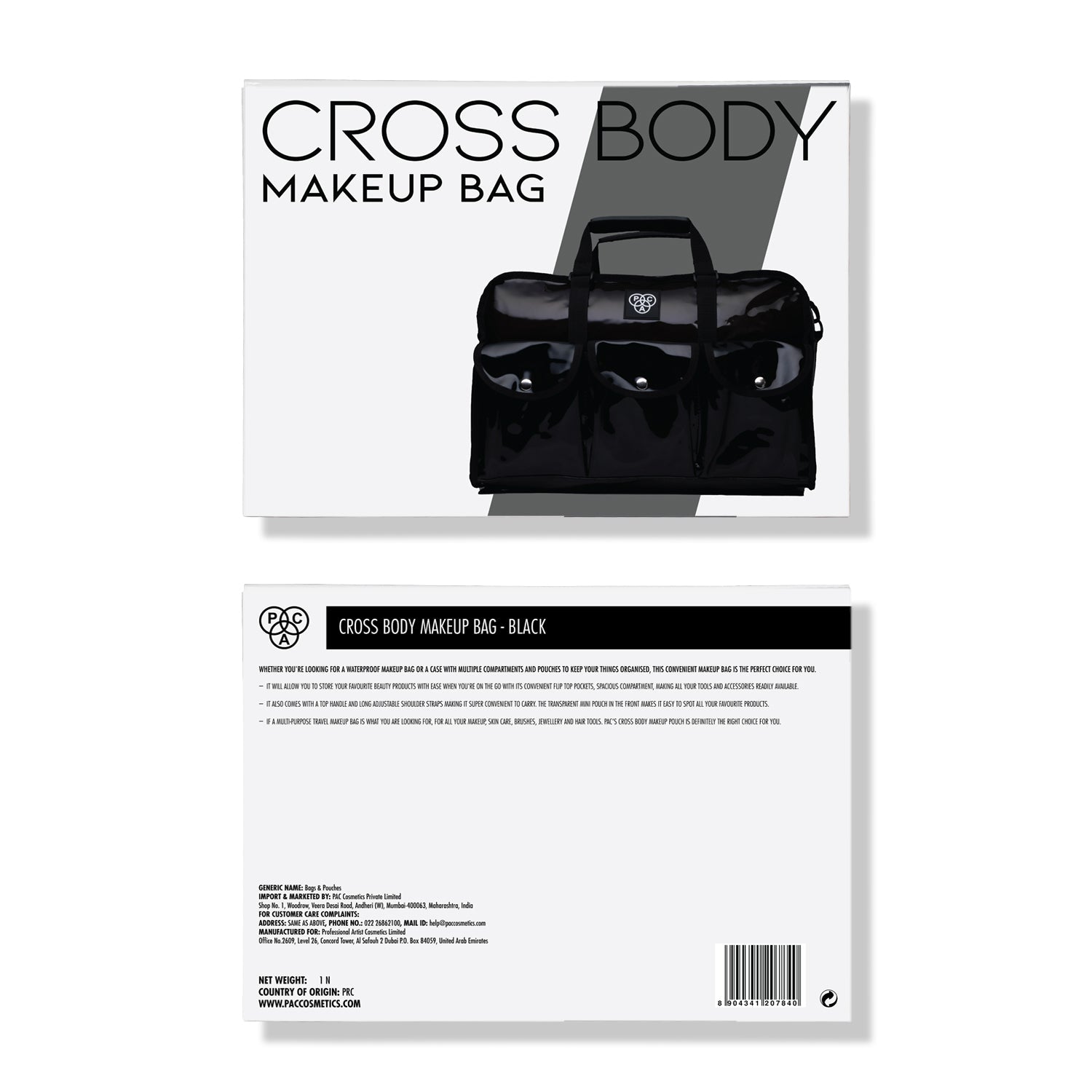 PAC Cosmetics Cross Body Makeup Bag #Color_Black