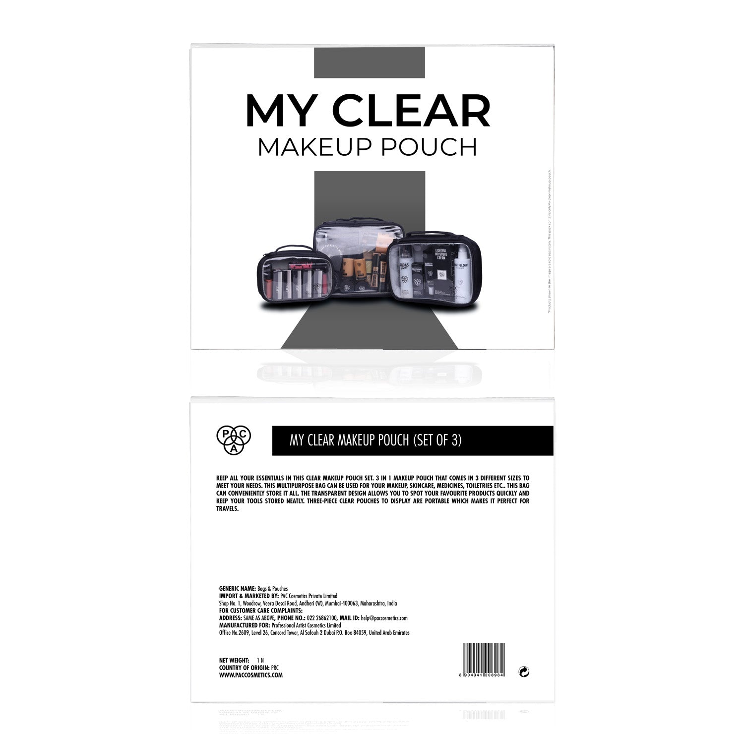 PAC Cosmetics My Clear Makeup Pouch (Set of 3)