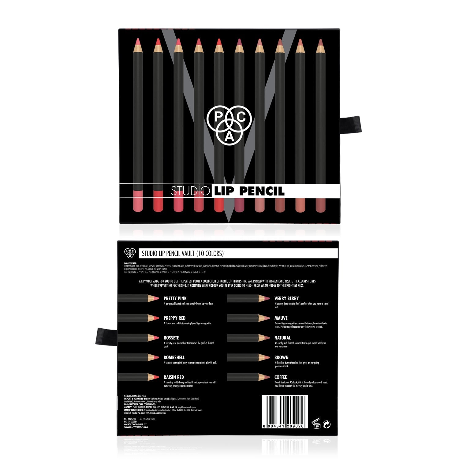 PAC Cosmetics Studio Lip Pencil Vault (Set of 10) (1.2 gm)