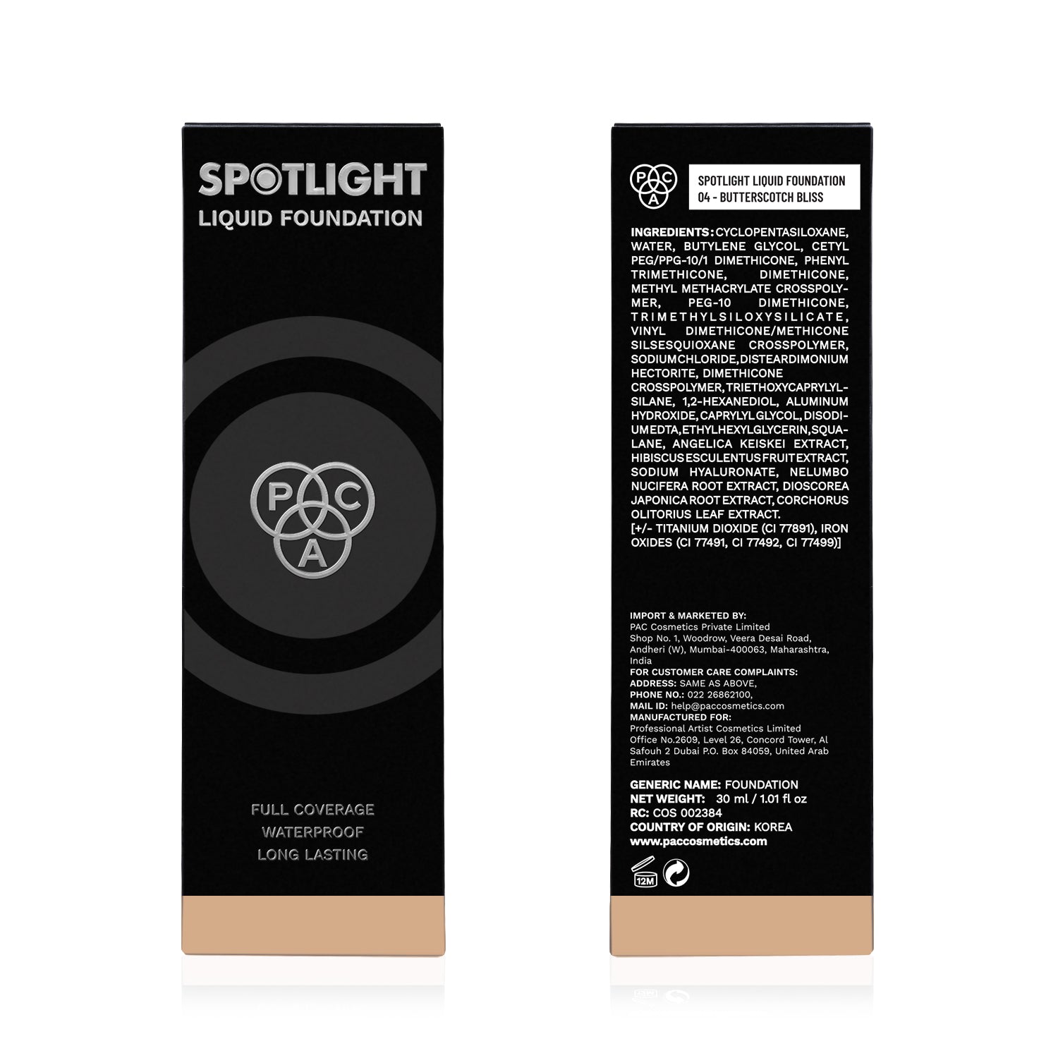 PAC Cosmetics Spotlight Liquid Foundation (30 ml) #Color_04 Butterscotch Bliss