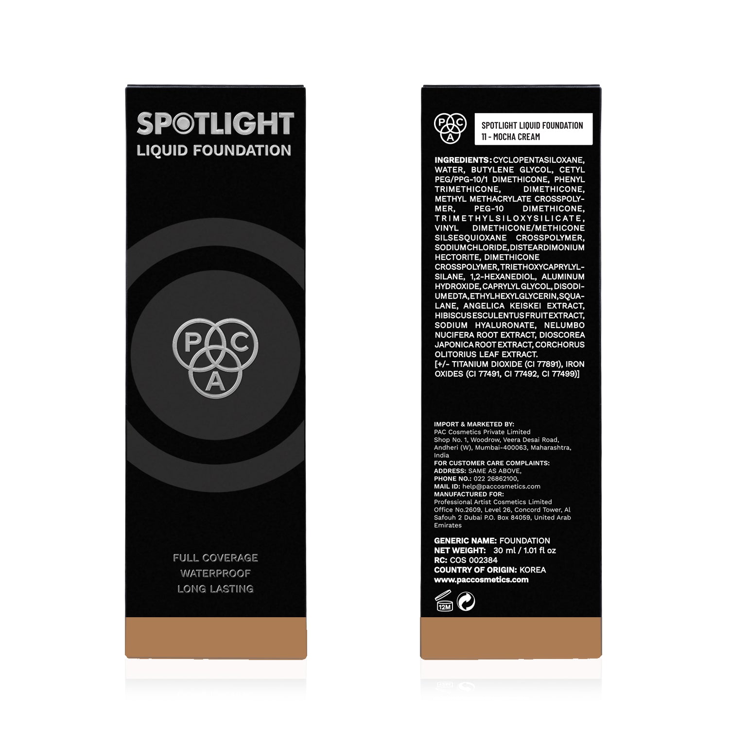 PAC Cosmetics Spotlight Liquid Foundation (30 ml) #Color_11 Mocha Cream