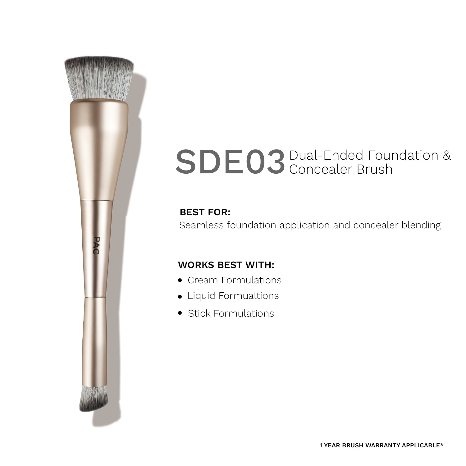 PAC SDE 03 Dual-Ended Foundation & Concealer Brush